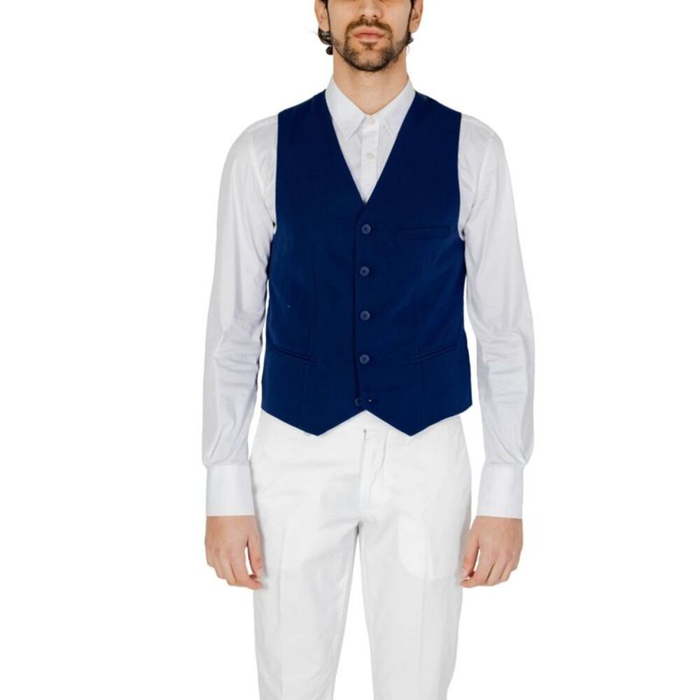 Only & Sons Blue Polyester Men's Waistcoat